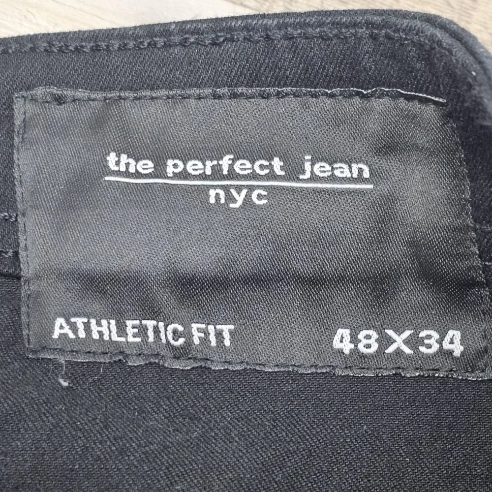 NWT The Perfect Jean NYC Size 48 Athletic Fit Bandit Black Stretch‎ 34